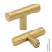 Goldenwarm 15 Pack Brushed Brass Single Hole Knobs Gold Cabinet Pulls