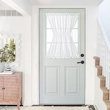 NICETOWN Front Sheer Door Sheer Curtain with Tieback, 1 Panel, White