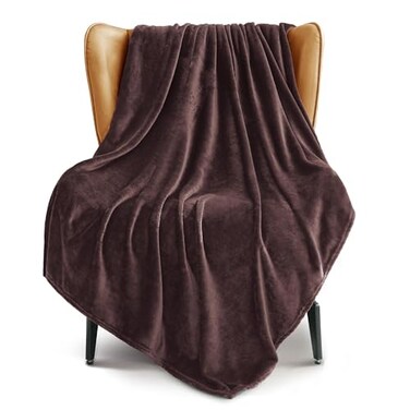 Exclusivo Mezcla Soft Large Fleece Throw Blanket for Couch, Coffee
