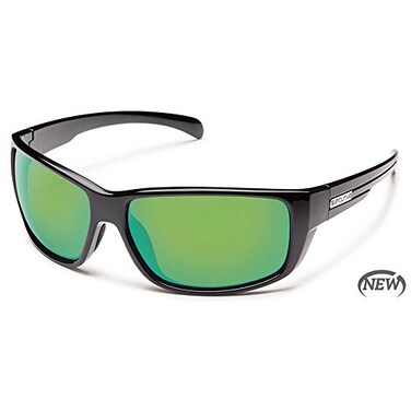 Suncloud Optics Milestone Polarized Sunglasses ,Black,Mirror Green Polarized
