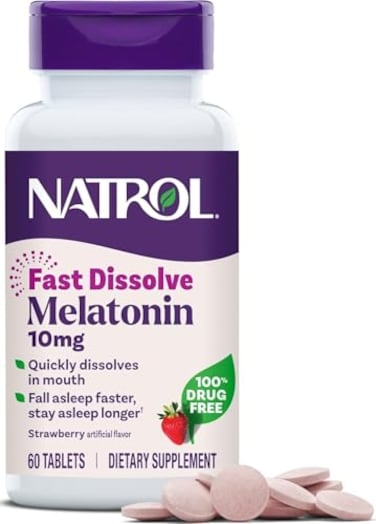Natrol Melatonin 10 mg Fast Dissolve Tablets, Strawberry, 60 Count