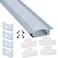 Litever 10 Pack Recess Aluminum Channels for LED Strips 1 Meter / 3.3 FT- Flush Mounting for Max 12mm Wide Flexible or Rigid LED Strip Frosted Diffused Milky Diffuser with Clamps End Caps-LL-007-G