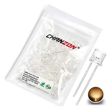 CHANZON 100 pcs 5mm Warm White Flat Top LED Diode Lights ,DC 3V 20mA
