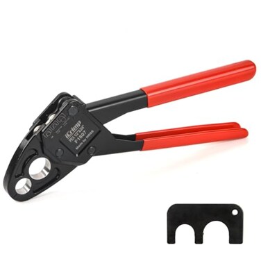 IWISS iCrimp Angle Head PEX Crimping Tool for Copper Rings, 1/2"3/4" Combo