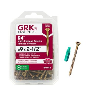 GRK Fasteners R4&bdquo;9 x 2-1/2" Multi-Purpose Framing Screws, 100 PCS
