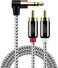 CableCreation 3.5mm to RCA Cable 10FT, Angle 3.5mm to 2RCA Audio Y Splitter