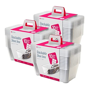 Life Story 30 Pack Stackable Shoe Boxes, 6 Liter Plastic Storage Organizers