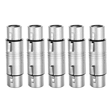 CableCreation XLR Female to Female 3 Pin Microphone Line Adapter - 5 Pack