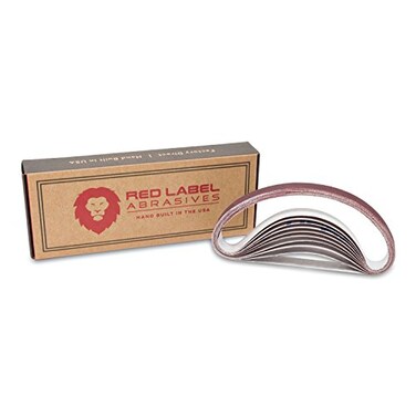 Red Label Abrasives 1/2 X 12 Inch Medium P320 Grit Knife Sharpener Sanding Belts, 10 Pack ,Fits Work Sharp KnifeTool Sharpener