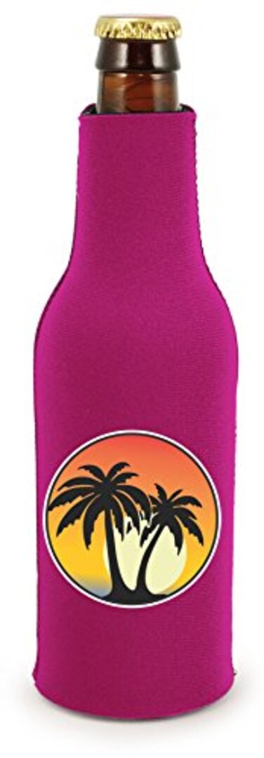 Coolie Junction Palm Tree Sunset Beer Bottle Coolie ,1, Magenta