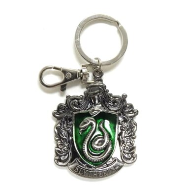Monogram Harry Potter Slytherin School Crest Pewter Keychain