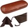 MyEyeglassCase SMALL Slim Hard Shell Eyeglass Case“ Small Protective Glasses Case with Microfiber PouchCleaning Cloth fit readers and reading frames durable and lightweight ,S5 Brown