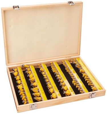 YONICO 70 Piece Router Bits 1/4 Shank- Tungsten Carbide Router Bit SetProfessional Wood Router Bits 17702