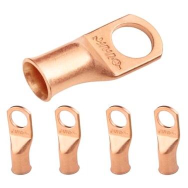 SELTERM 5pcs 1/0 AWG 1/2" Stud Heavy Duty Bare Copper Battery Cable Lugs