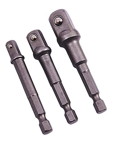 Amtech I5700 Socket Driver Set, Hex Extension Adapter, 3 Piece 1/4", 3/8" and 1/2", for Impact Driver