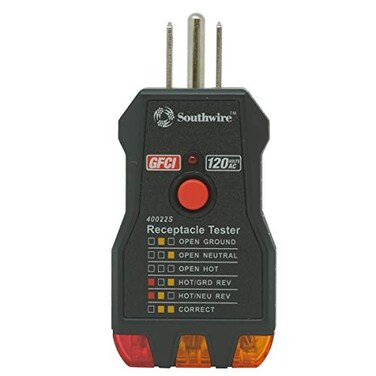 Southwire GFCI Receptacle Tester - Push-Button Outlet Tester for FastAccurate Wiring Checks - CompactDurable Housing - 7 Test Functions