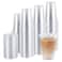 TashiBox 16oz-100 Count Plastic cups with flat lidsDisposable Plastic Ice coffee Cups to goCrystal Clear