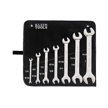 Klein Tools 68452 Open End SAE Wrench Set, 7-Piece With Rolling Pouch