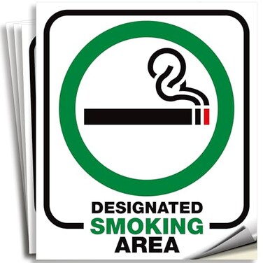 iSYFIX Designated Smoking Area Sticker Sign, 4 Pack, 6x7 In