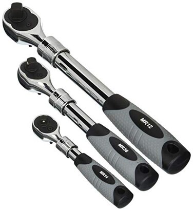 EZRED MR482 Extendable Ratchet Three Piece Set, Grey/Black