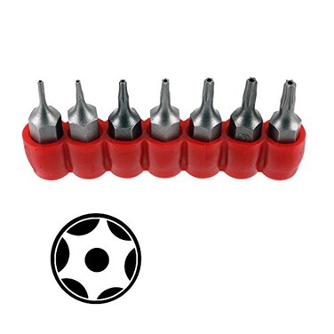 ProTool Pro Tool 7pc Mini TORX Star Tamper Resistant Bits T4 - T10 for Electronics - Premium Quality Taiwan - AZ7MTX
