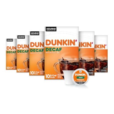 Dunkin' DunkinDecaf Medium Roast Coffee, Keurig K-Cup Pods, 60 Count