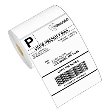OfficeSmartLabels 4" x 6" Direct Thermal Labels ,4 Rolls, 1000 Labels