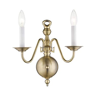 Livex Lighting 5002-01 Williamsburgh 2-Light Wall Sconce, Antique Brass
