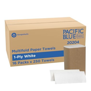 Georgia-Pacific Pacific Blue Basic by PRO Multifold Paper Towels, White, 250 Towels Per Pack, 16 Packs Per Case, 20204