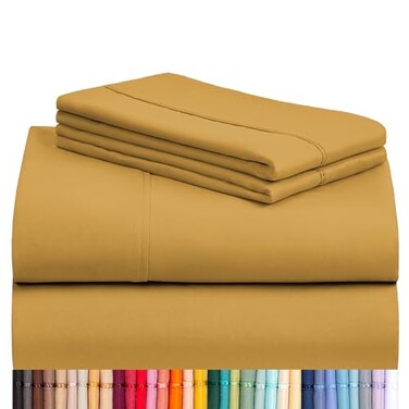 LuxClub King Size Sheets Set, CoolingSoft Deep Pocket Bed Sheets, 4PC