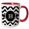 3dRose Black and white chevron monogram initial B 11oz Two-Tone Red Mug