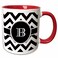 3dRose Black and white chevron monogram initial B 11oz Two-Tone Red Mug