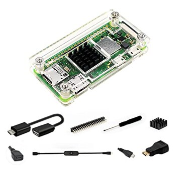 iUniker Raspberry Pi Zero Case, Case for Raspberry Pi Zero 2 w, with Heatsink, HDMI Adapter, OTG Cable, Header, Screwdriver, Power Switch for Pi Zero 2 w/w ,Clear