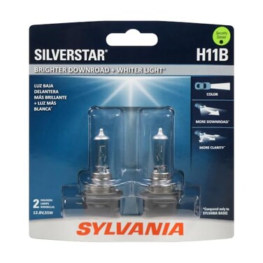 SYLVANIA H11B SilverStar Halogen Headlight Bulb, High or Low Beam, 2 Bulbs