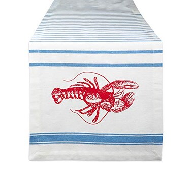 DII Table Top Dcor Collection SpringSummer Table Runner, 14x72, Lobster Stripe Print