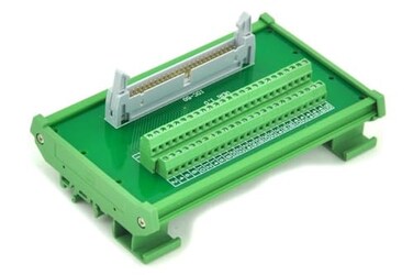 Electronics-Salon DIN Rail Mount Flat Ribbon Cable 0.1" FRC Connector Interface Module, Terminal Block Breakout Board ,IDC50 2x25Pin