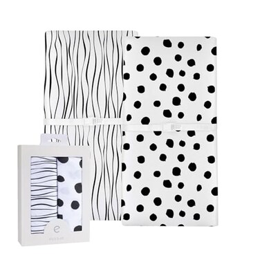 Ely'sCo. Changing Pad Cover SetCradle Sheet 2 Pack 100% Jersey Cotton Black and White Abstract Stripes and Dots by Ely'sCo