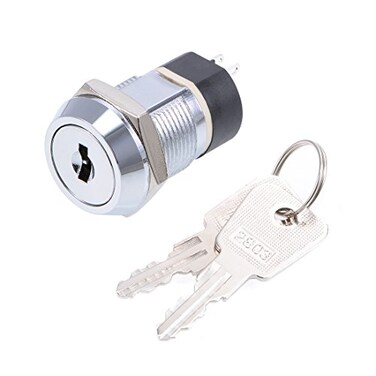 uxcell 19mm 2 Positions 2NO 2NC Electric Key lock Push Button Switch