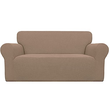 Easy-Going Stretch Loveseat Couch Covers Washable Camel