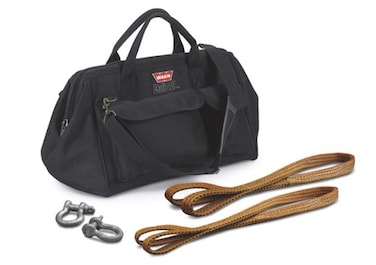WARN 685014 PullzAll Portable Electric Winch Accessory: Rigging Kit with 2 Load Straps, 2 D-Shackles, and Gear Carrying Bag , Black