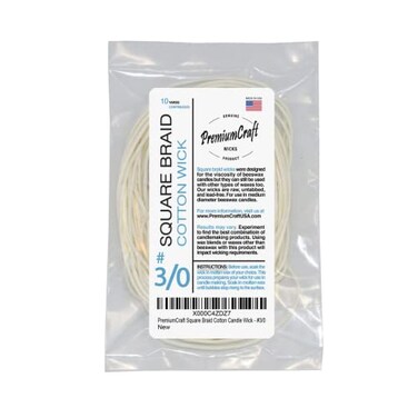 PremiumCraft Square Braid Cotton Candle Wick -3/0