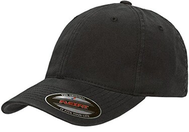 Flexfit Men's Low-Profile Unstructured Fitted Dad-Style Baseball Cap, Black, Large-X-Large