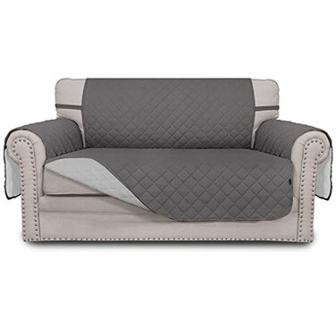 Easy-Going Reversible Couch Cover, 2 Cushion Sofa, Gray/Light Gray