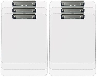 Trade Quest Clear Plastic Clipboards Letter Size Low Profile ,6-Pack