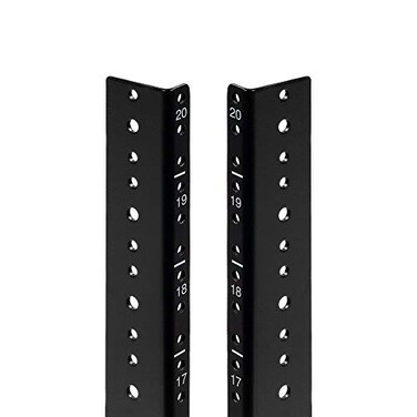 NavePoint 20U Vertical Rack Rail Pair DIY Kit with Hardware, Black