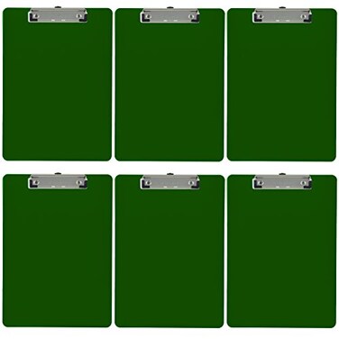 Trade Quest Dark Green Plastic Clipboards Letter Size Low Profile ,6-Pack