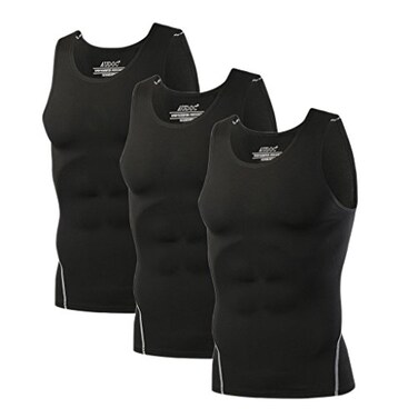 Audoc Mens 3 Pack Compression Tank Tops Cool Dry Sleeveless Compression Shirt ,Medium, 3 Pack Tank