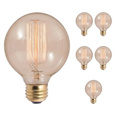 Bulbrite Incandescent 40 Watt G30 Medium Screw Base ,E26Light Bulb, Antique Finish ,6 Pack