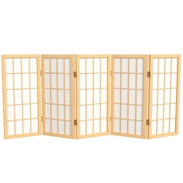 Red Lantern 2 ft. Short Desktop Window Pane Shoji Screen - Natural - 5 Panels