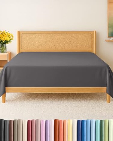 CGK Unlimited King Flat Sheet - Single Top Flat Sheet Only - SoftCooling - Dark Grey